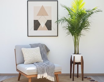wood plant stand mid century modern display stand with adjustable leveling feet