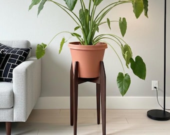 plant lover gift, mid century modern plant stand whit adjustable leveling feet