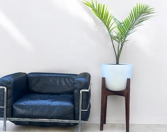 Indoor Walnut Single Tier Tall Plant Stand Modern Wood Display