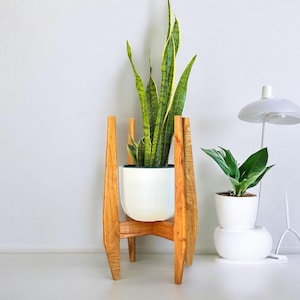 Handmade Cedar Wood Plant Stand: Indoor Plant Display with Leveling Feet