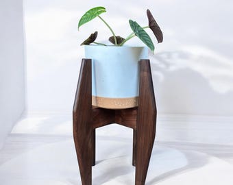 Black Walnut 16 Inches Tall Plant Stand Modern Wood Display