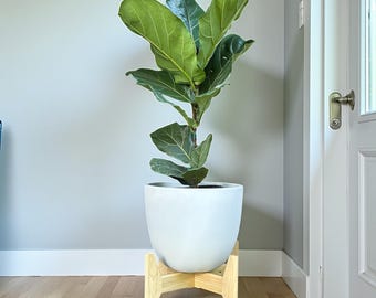 Kleiner Mid Century Modern Holz Blumenständer • Handgemachte Wohndekoration