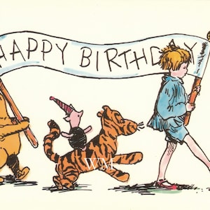 Cita de WINNIE THE POOH F Feliz cumpleaños *Tela*Bloque de tela*Libro de cuentos*Listo para bordar*Hoja de tela para arte de colcha*Listo para coser*