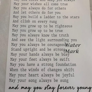 Forever Young Song * CARD STOCK PRINT * Taille au choix * Fond blanc