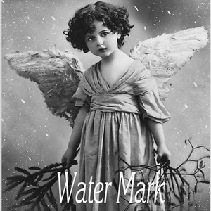 Christmas angel real photo*Black and white*Quilt art fabric block*O DARLING*Free shipping worldwide