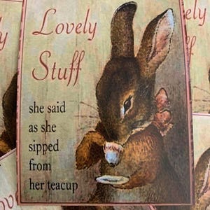 Cartes postales*Lapin buvant du thé*Pâques à tout moment*Carton de qualité*10 images identiques*Carte cadeau*Étiquette de prix*Invitations*Cartes de correspondance*Enveloppes