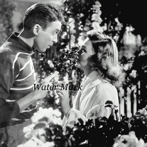 It&#39;s a wonderful life*George in football uniform and Mary in bathrobe in garden*GREAT*Fabric block*Quilt*Journal*Pillow*Sachet*Wall hanging