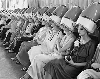 Beauty Shop *1940 BEVY of ladies under dryers*Great*INSTANT digital download*Great for poster*frame*bath*powder room*Beautician*Pillows*