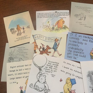 WI NNIE THE Pooh 10 cartoline diverse con citazioni assortite*B*Retro della cartolina*Tutto ciò che ti serve è un francobollo.* Uno spazio per i messaggi.