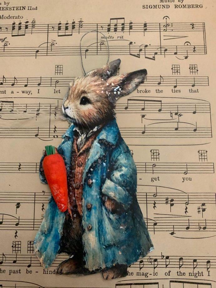 Jackson Rabbit Rabbit*rabbits*bunny*jackson Rabbit Ornament*oh Darling*wears a Bright ...
