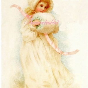 Fabric block, Victorian girl with muff,very rare difficult to find,best seller,one 5 x7 fabric block,use to sew with