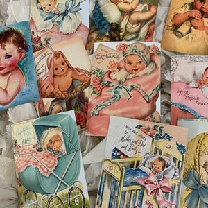 CARTES POSTALES BÉBÉ * Cartes de correspondance * Hiver * 12 images différentes au style vintage * 12 enveloppes * Papier cartonné de la meilleure qualité * Grand choix