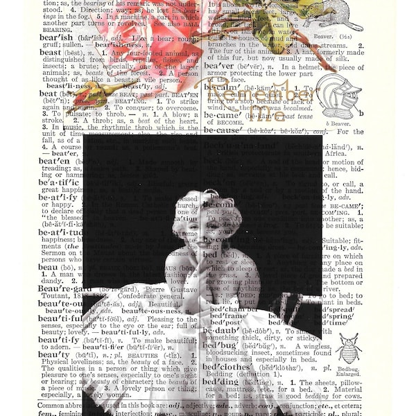 Marilyn Monroe beautiful dictionary page collage*Excluisively ours*Instant digital download 300 dpi*Cards, pillows, sachets, tags,scrap book