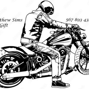 MOBIELE TELEFOON Visitekaartjes of visitekaartjes met motorfiets en persoon*Naam en telefoonnummer op kaart vermeld