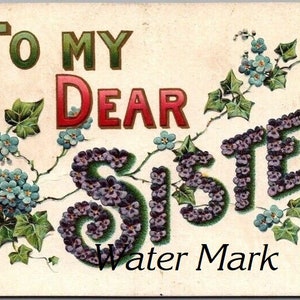 Image de carte postale de style vintage SOEUR C * PARENTAL * Blocs de tissu Arrêter de fumer * Oreillers, sachets, impression, effet décoratif pour porte, découpage
