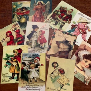 Série de cartes postales de NOL Deux * 12 images différentes avec un style vintage * Meilleur papier cartonné * 12 enveloppes * Grand choix