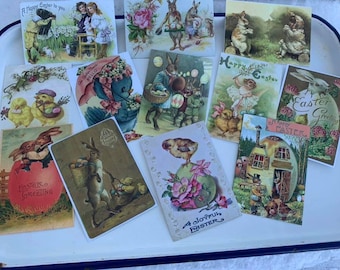 EASTER Postcards serie in stile vintage TWO*Stock di carte di qualità*12 immagini diverse*buono regalo*Cartellino del prezzo*Mantieniti in contatto*In*Frame*Gift