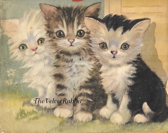 DIGITAL DOWNLOAD Instant*Three little kittens*Adorable*Great for cards, decoupage, collage,sewing,framing and so much more