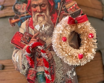 Vintage Santa Claus Figurine, Christmas Decoration, Composite Face