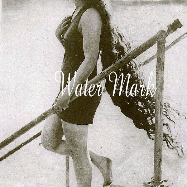 Digital Download Instant*Bathing beauty*Actress*Very long hair*Beach cottage fun*Collage,sewin,tags,cards*Pillows*Sachets