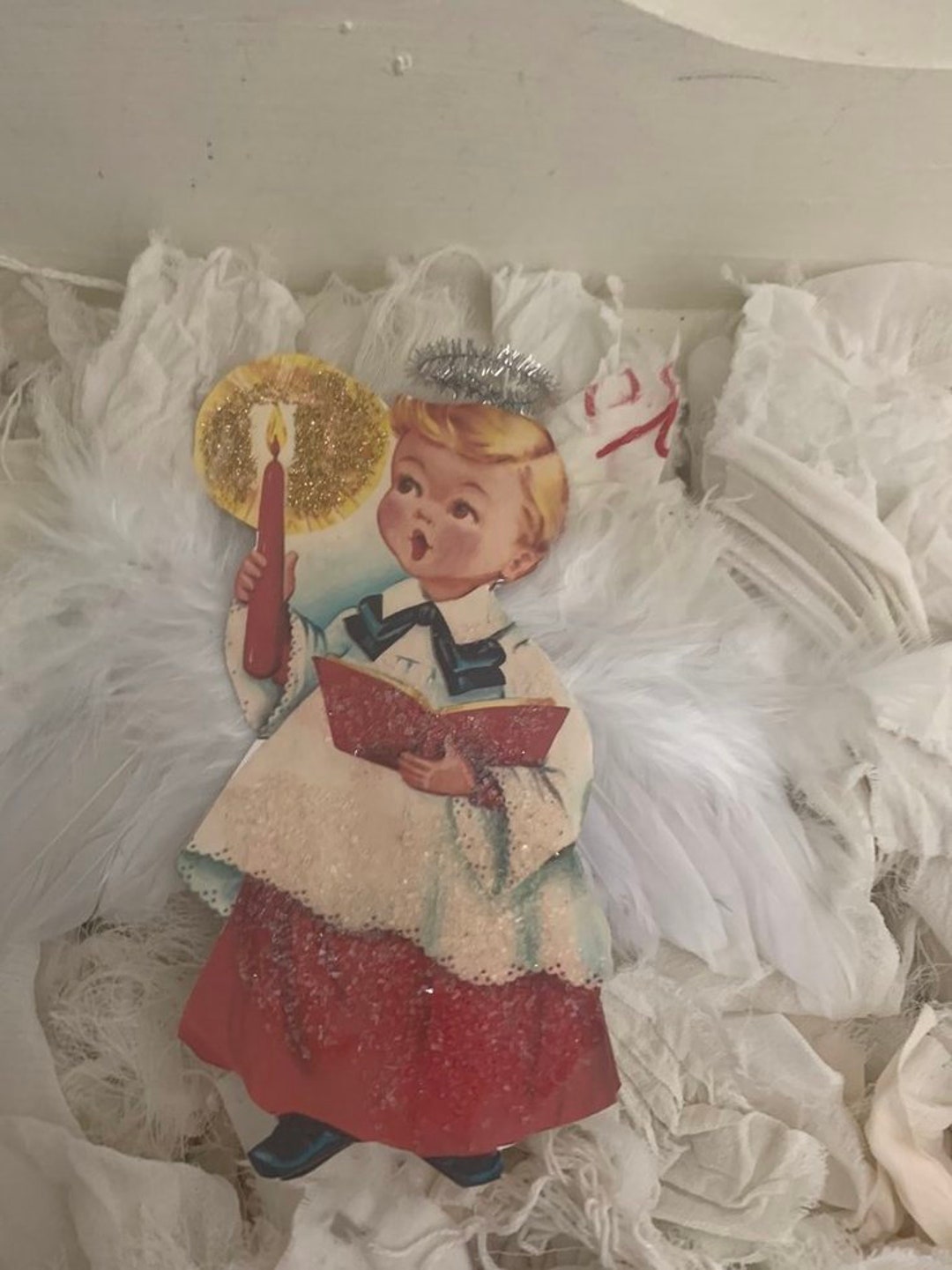 CHRISTMAS Choir Boy Angel Ornamentdazzling Golden Glittergerman