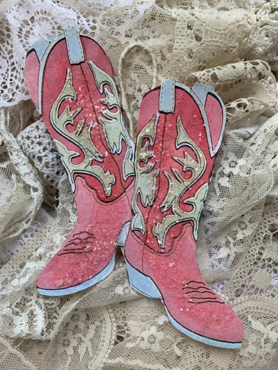 Cowgirl Boot Ornamentpink and Four Matching Tagsyou Will Receive a