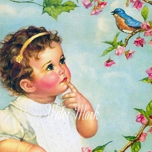 Descarga digital instantánea *BABY y el pájaro azul*Charlotte Becker*Collage, costura, adornos, etiquetas, tarjetas*Almohadas*Bolsitas