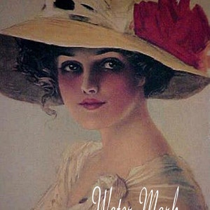 Download digital, Beleza * Linda garota com grande chapéu de palha e rosa * Cartões de felicitações, cartões de lugar, arte alterada, costura, enquadramento, etiquetas e muito mais