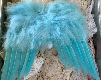 ANGEL Real Feathered Wings*Seafoam Blue*Custom design and color*Large 9x8 inches*See DESCRIPTION FOR  more details for exact size