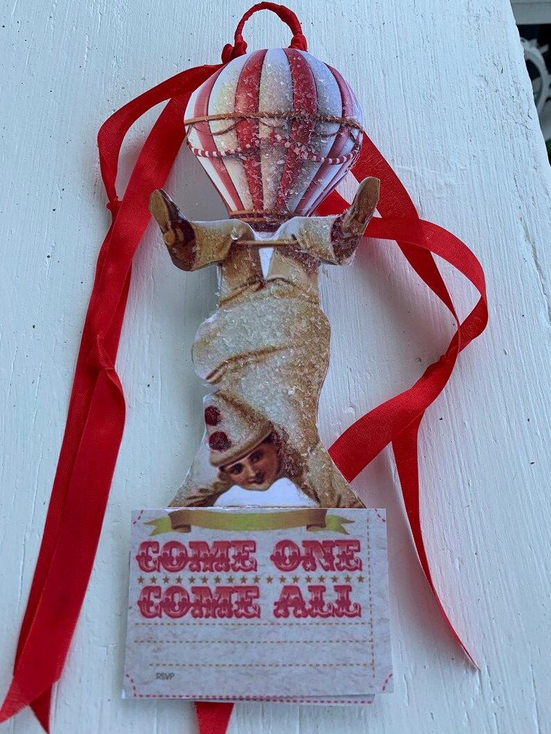 CIRCUS Ornament*harlequin Clown* Floating From a Hot Air Balloon ...