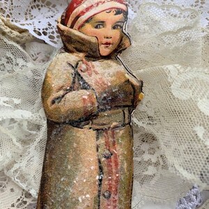 Noël victorien enfant * Ornement * Oh mon chéri * Fait main du début à la fin * Papier cartonné