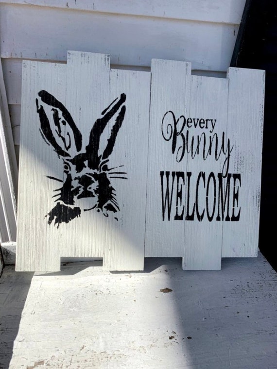 Details about   Easter Bunny Hanging Board Rabbit Pattern Wooden Board Home Restaurant Adornment 