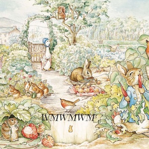 Beatrix Potter the garden*MULTI SIZES*Pillows*Sachets*Door dazzler*Fabric block ready to stitch*quilting