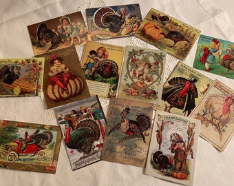 SALE*Thanksgiving Postcards  vintage style*Quality card stock*16  different  images*PLACE CARDS*gift card*Price tag*Keep in touch*Invitation
