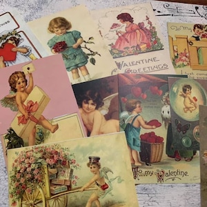 SAINT-VALENTIN 18 cartes postales en papier cartonné couleur * 18 images différentes * 18 enveloppes blanches * grand choix * style vintage