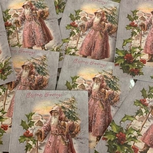 Père Noël du vieux monde en rose cartes postales * 12 * graphiques vintage d'une carte postale de 1903 * 12 enveloppes * magnifiques