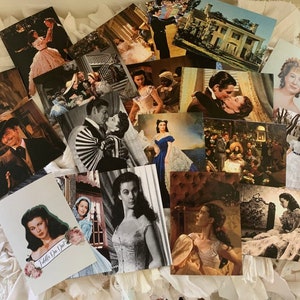 LO QUE EL VIENTO SE LLEVÓ * Imágenes de estilo vintage * 20 diferentes * 5x7 pulgadas * Postales * Tarjetas * Etiquetas * Insertos para tarjetas de felicitación * Tarjetas de regalo