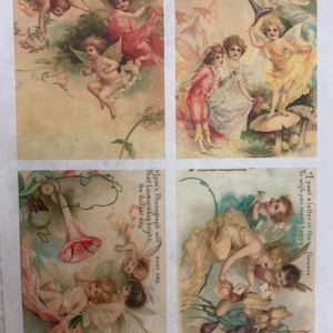 CARTA DI RISO*Bellissimi*Cherubini*4 immagini diverse*Decoupage*Diari*Scrapbooking*Ornamenti*Disegno per biglietti d'auguri*Riceverai due fogli