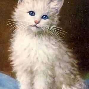 Mooie witte kitten*Quiltkunststofblok*Quilts, kussens, zakjes, lijst*Kaarten