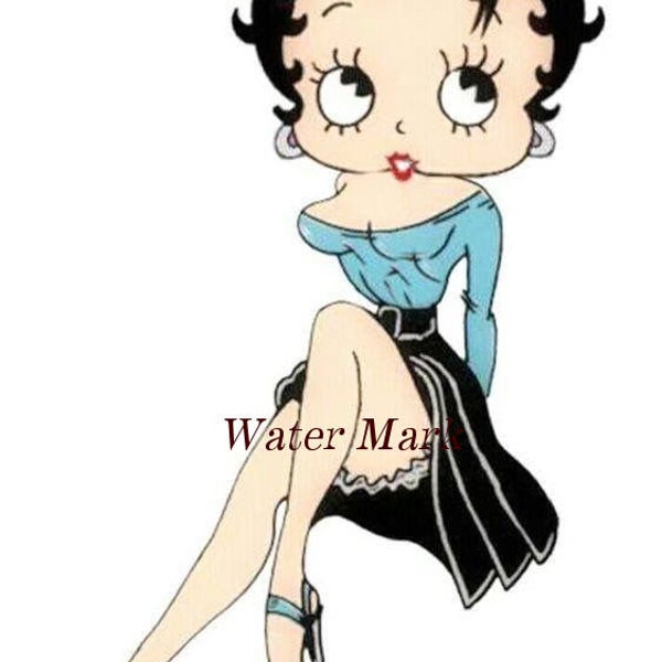 BETTY BOOP tenue noire et sarcelle*Oh Darling*Bloc de tissu d’art Quilt*Quilts,Oreillers,Sachets*Prêt à coudre*Créer des tee-shirts, des vestes en jean