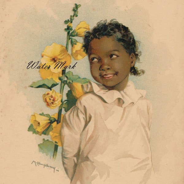 Maud Humphrey Beautiful black girl.Great image.INSTANT Digital Download Image.Rare.Make tags, frame,  make art work.
