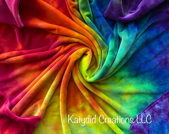 Rainbow Colorway - Custom Order Hand Dyed Organic Bamboo Velour Blanket - Stadium Blanket - Throw - Baby