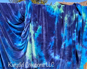 Hand Dyed Organic Bamboo Velour Baby Blanket - Moody Blue Colorway