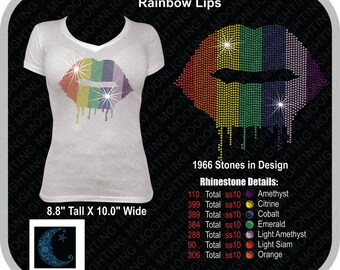 Rainbow lips Kissing  Bling Rhinestone design Download