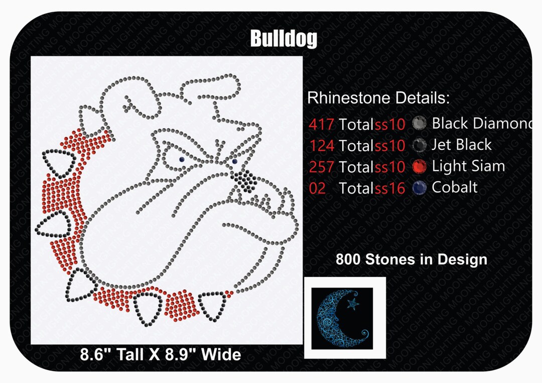 Bulldog Mascot Bling Rhinestone Design Download - Etsy