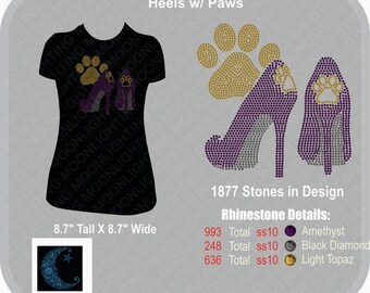Heels With Paw inset Bling Rhinestone design Download