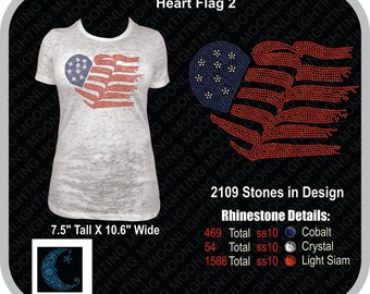 Heart USA Flag 2 designs Bling Rhinestone design Download