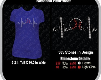Baseball Heartbeat  Bling Rhinestone design Download