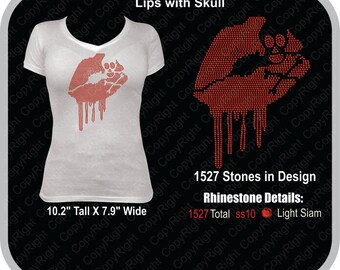 Lips with Skull  Bling Rhinestone design Download