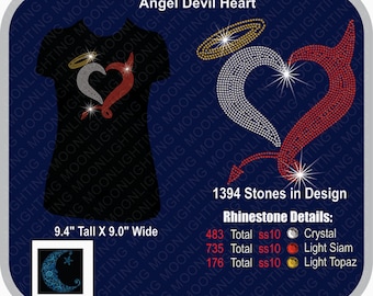 Angel Devil Heart Bling Rhinestone design Download